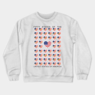 Fifty States American Flag Hearts Crewneck Sweatshirt